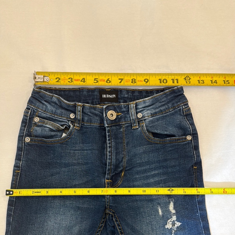Stylish Distressed Hudson Boys Blue Jeans Adjustable waistband sz 12 - Picture 5 of 10